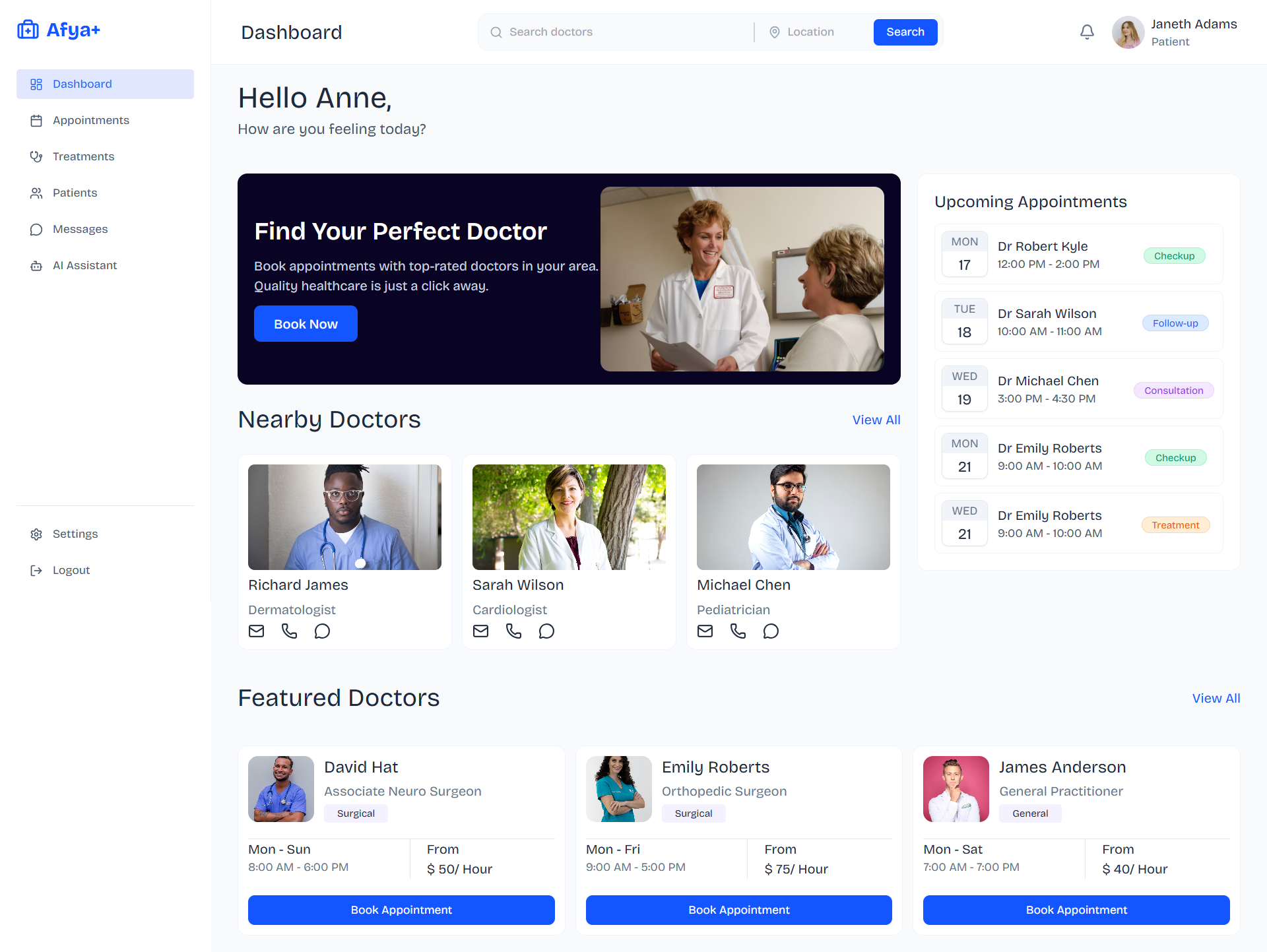 Afya+ Healthcare Dashboard